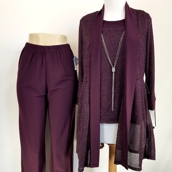 R & M Richards Jackets & Blazers - R&M RICHARDS 2 piece pant suit cardigan metallic